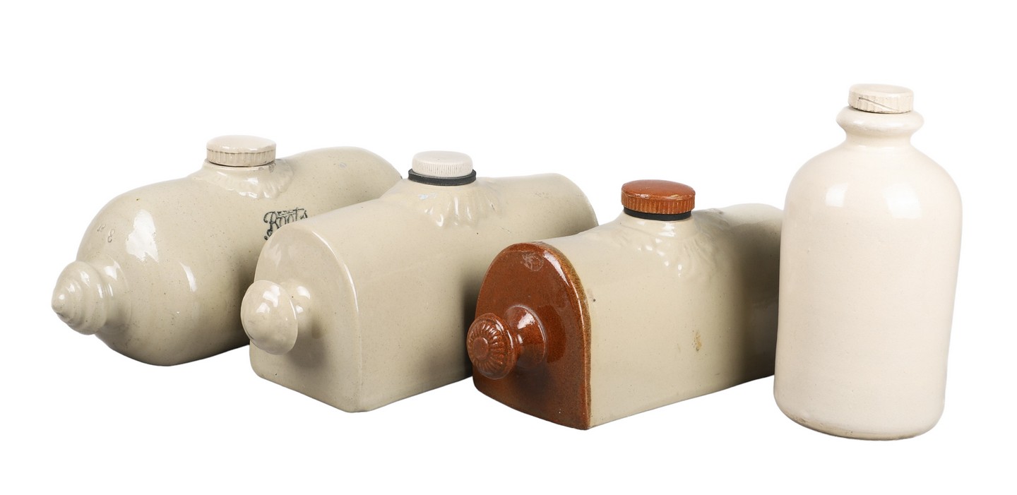 (4) Stoneware water bottles,