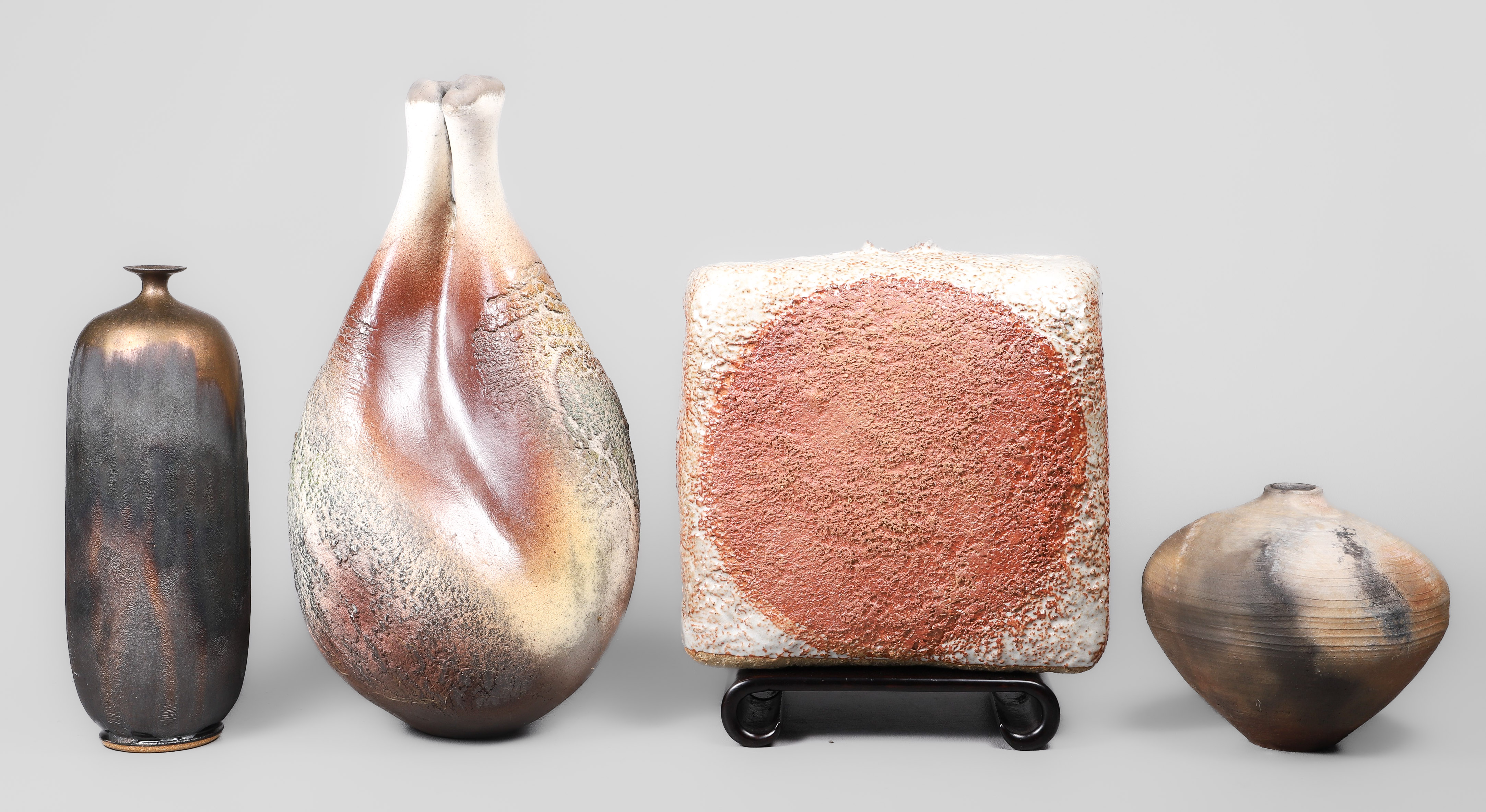(4) Studio pottery vases to include
