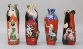 4 SUMIDA POTTERY VASES RYOSAI