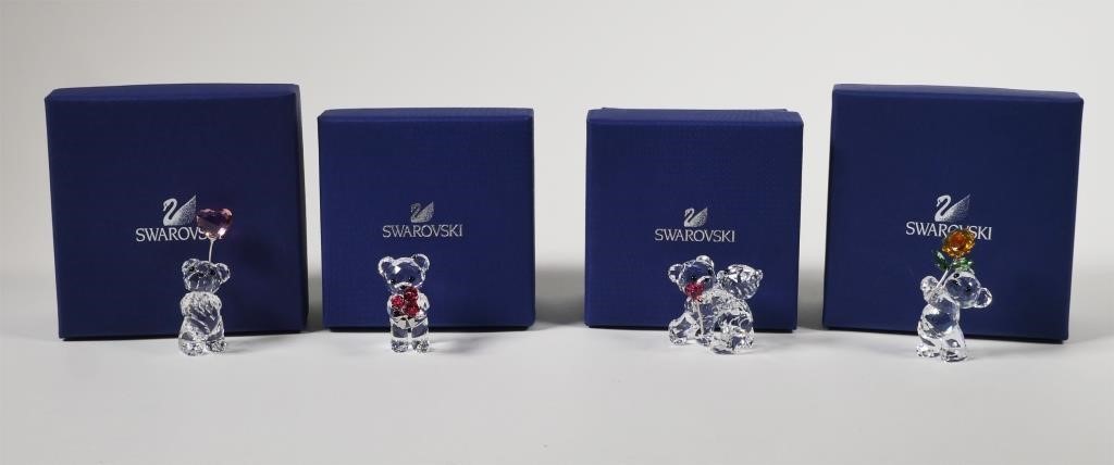 (4) SWAROVSKI CRYSTAL BEAR AND