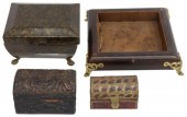 (4) TABLE BOXES & LEATHER CLAD