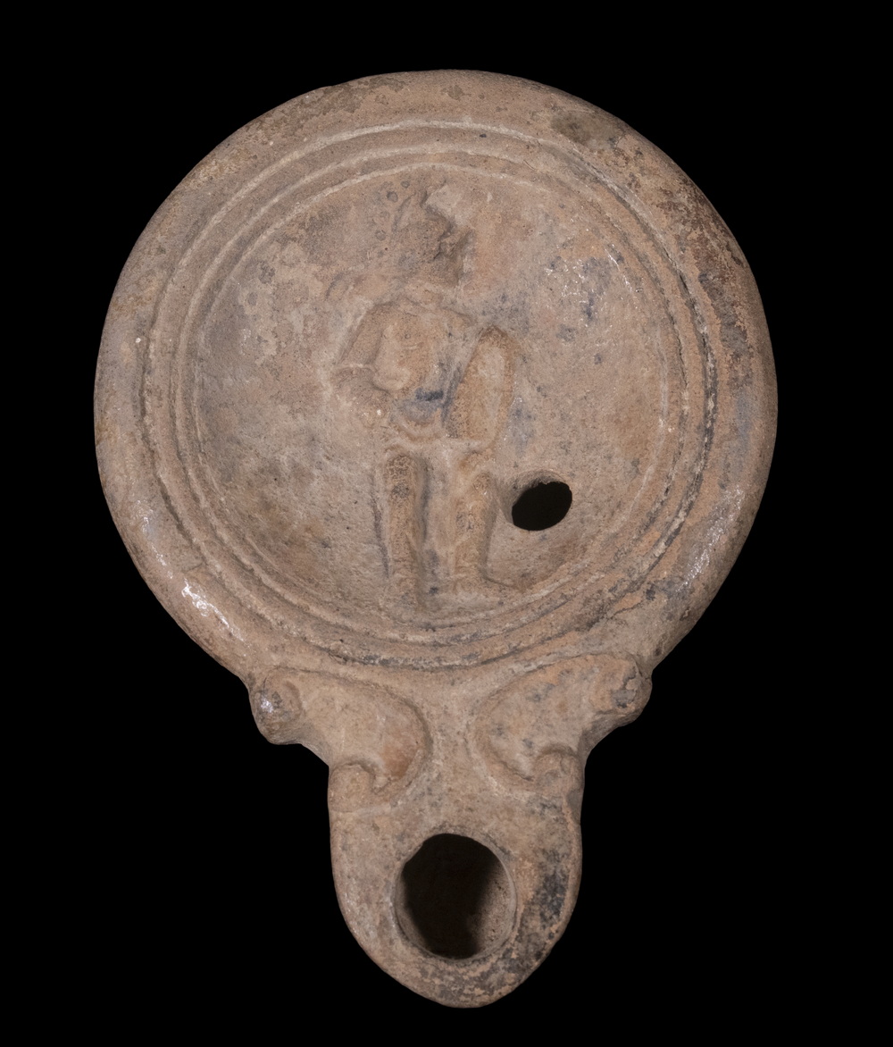4" TERRACOTTA OIL LAMP W/ ARCHER