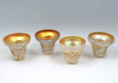 4 THREADED ART GLASS SHADES AT