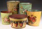 (4) TOLE PAINTED WASTE BASKETS