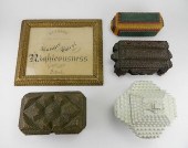 4 TRAMP ART COVERED BOXES4 Tra