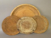 4 TURNED WOOD CHOP PLATESca. 1