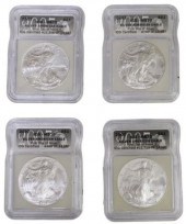 (4) US 2007 SILVER EAGLES ICG