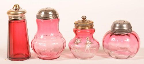 4 VARIOUS VICTORIAN CRANBERRY ART