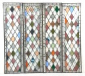 4 VICTORIAN STAINED AND BEVELE