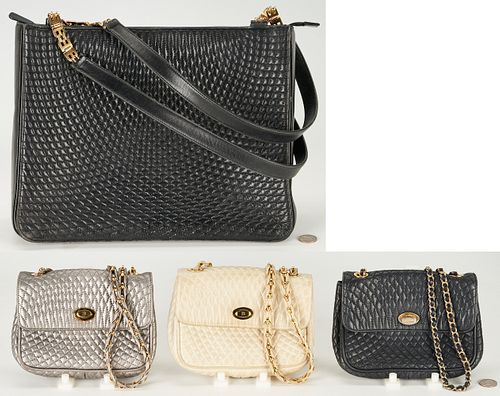 4 VINTAGE BALLY QUILTED LEATHER