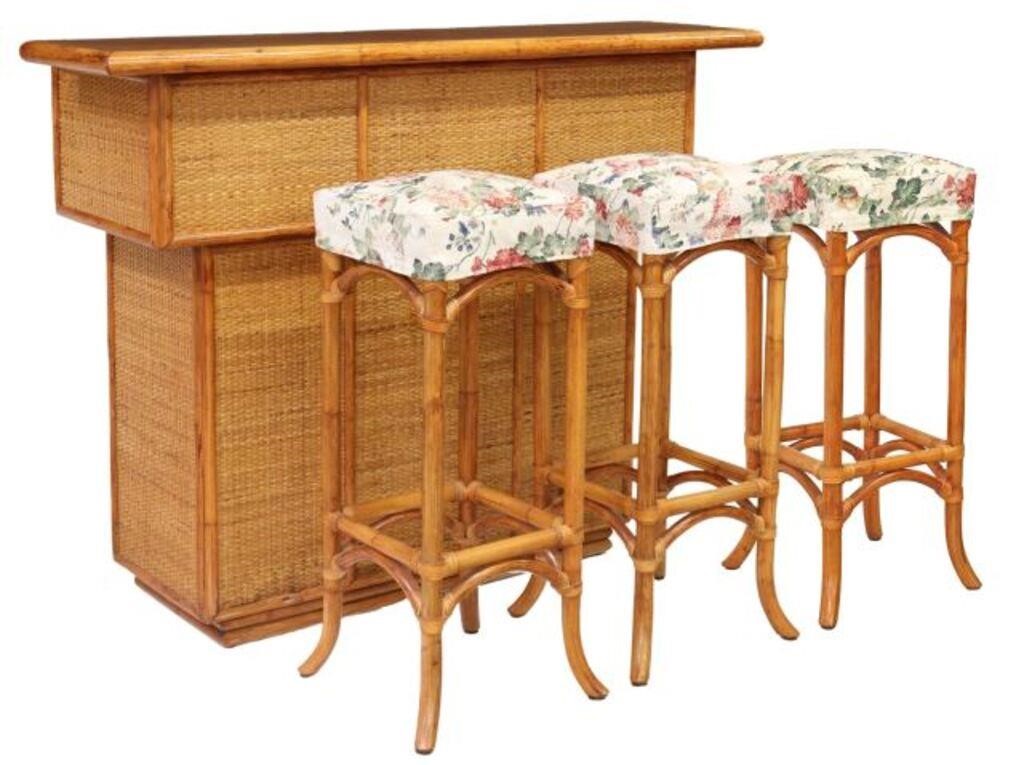 (4) VINTAGE BAMBOO & RATTAN DRY BAR