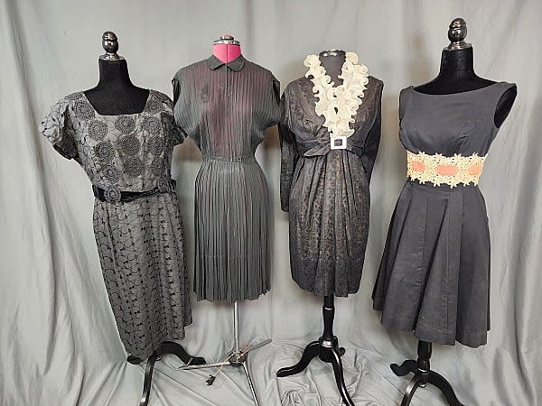 4 Vintage Black Dresses. Black long