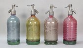 4 VINTAGE COLORED GLASS SELTZE