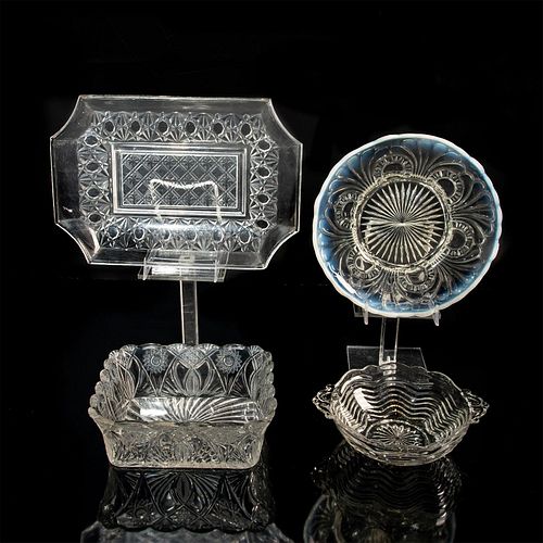 4 VINTAGE DIAMOND CUT GLASS BOWLS
