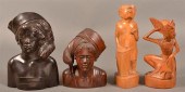 4 VINTAGE FIGURAL WOOD CARVING