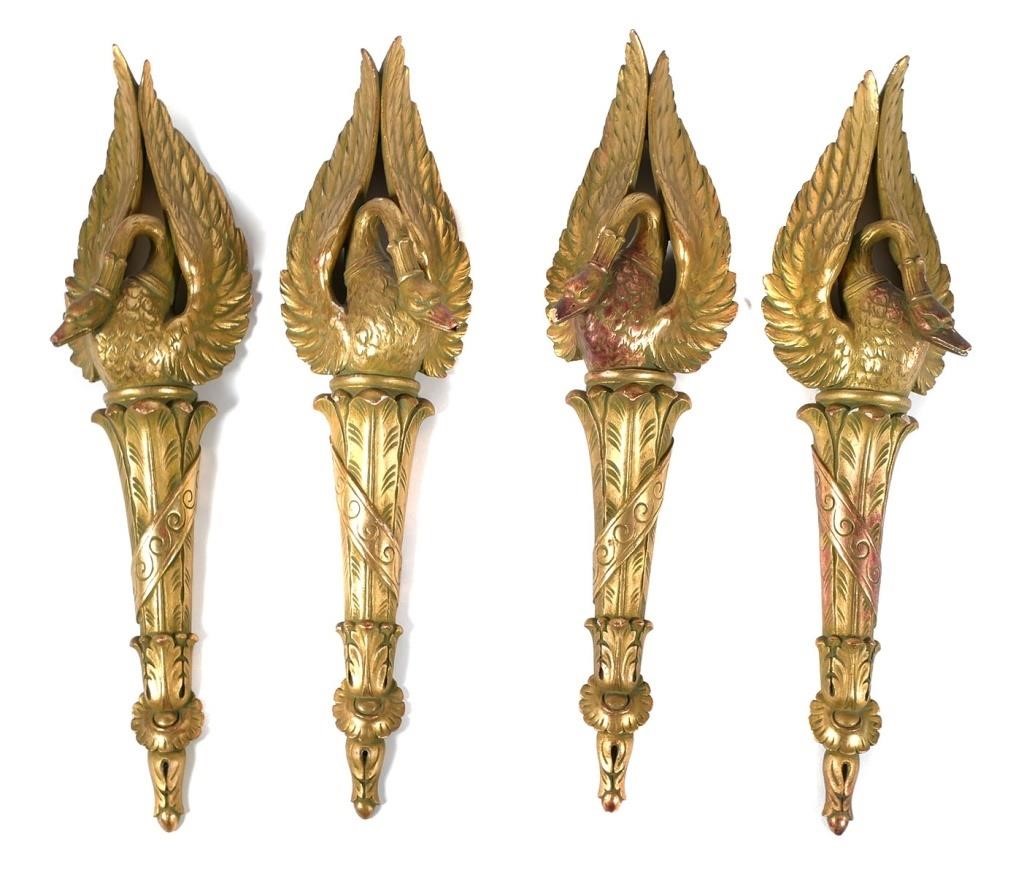 (4) VINTAGE GILT SWAN WALL