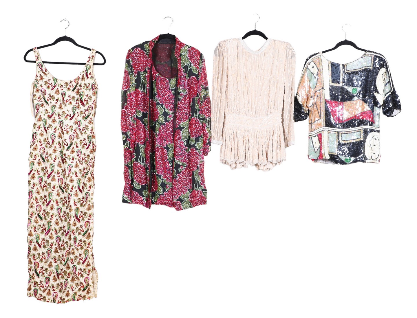 (4) Vintage sequined garments to