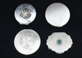 4 VINTAGE SILVER COMPACTS: Com