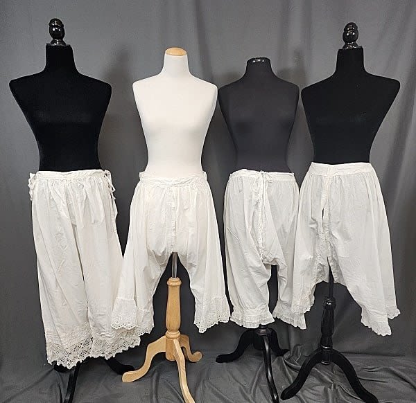 4 Vintage White Cotton Bloomers.