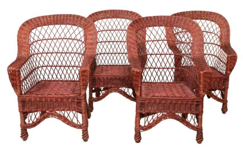 (4) VINTAGE WOVEN WICKER