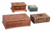 (4) Wood Boxes, c/o carved ros