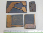 4 WOOD CARVED BLOCKS WITH YIDD