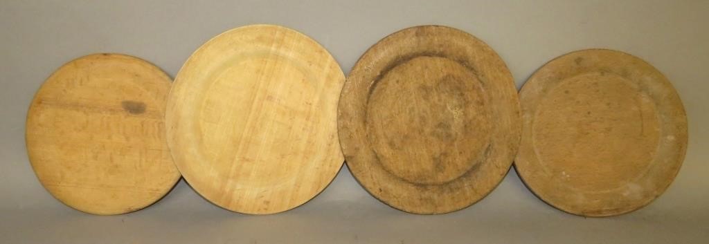 4 WOODEN PLATESca. 19th & 20th