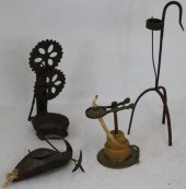 4 WROUGHT IRON AND BRASS LIGHT