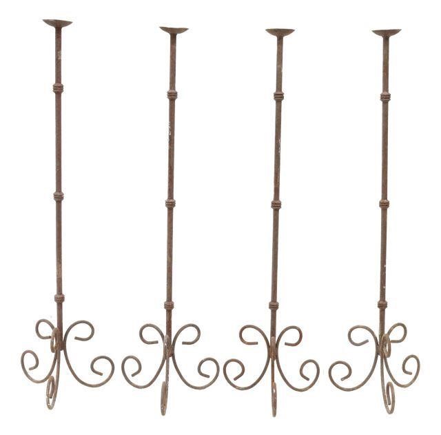 (4) WROUGHT IRON TORCHIERE FLOOR