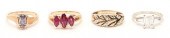 4 YELLOW GOLD FASHION RINGS1st