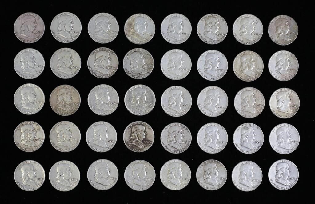 40 FRANKLIN HALF DOLLARS18 1953