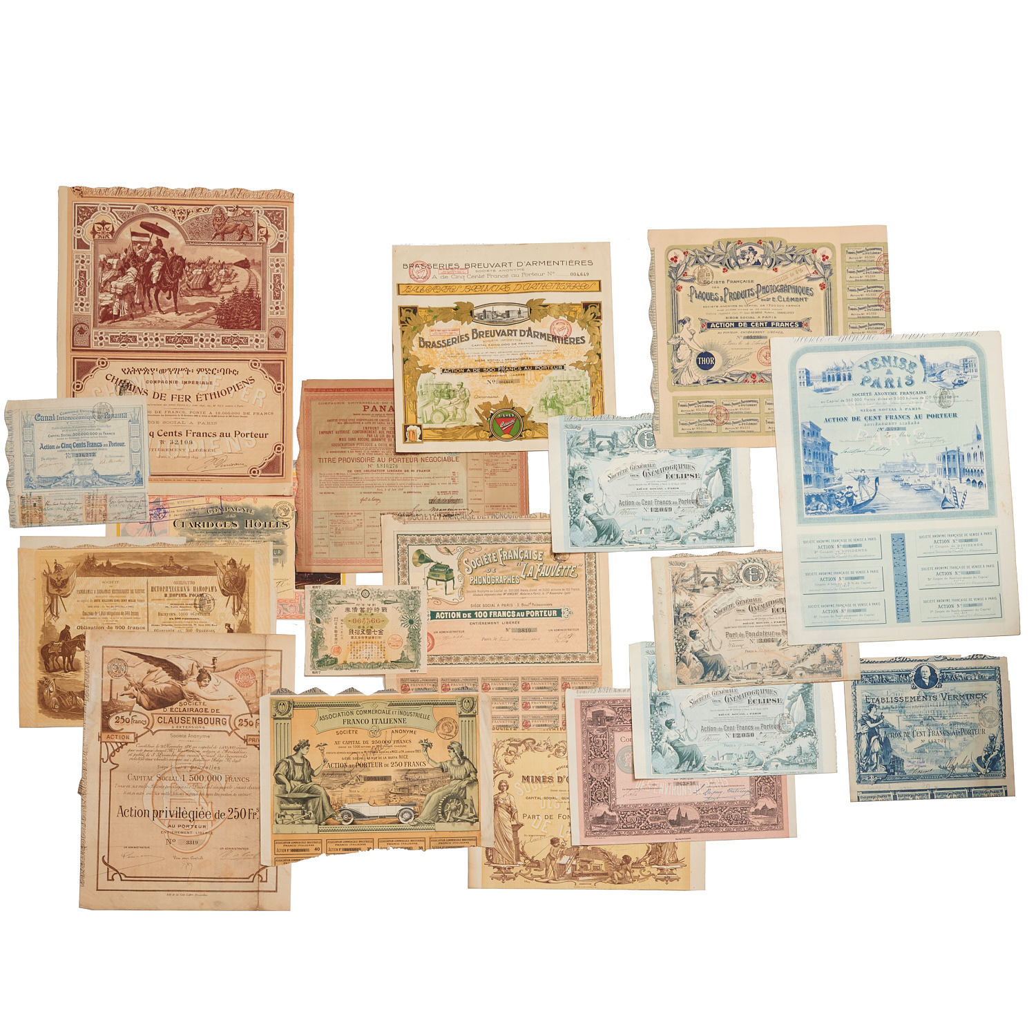 (40) FRENCH STOCK CERTIFICATES