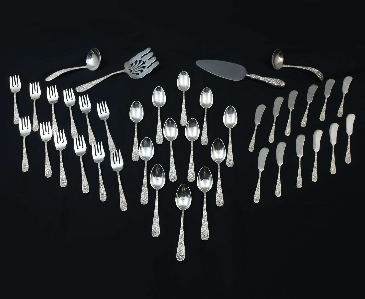 40 PC. STEIFF REPOUSSE STERLING