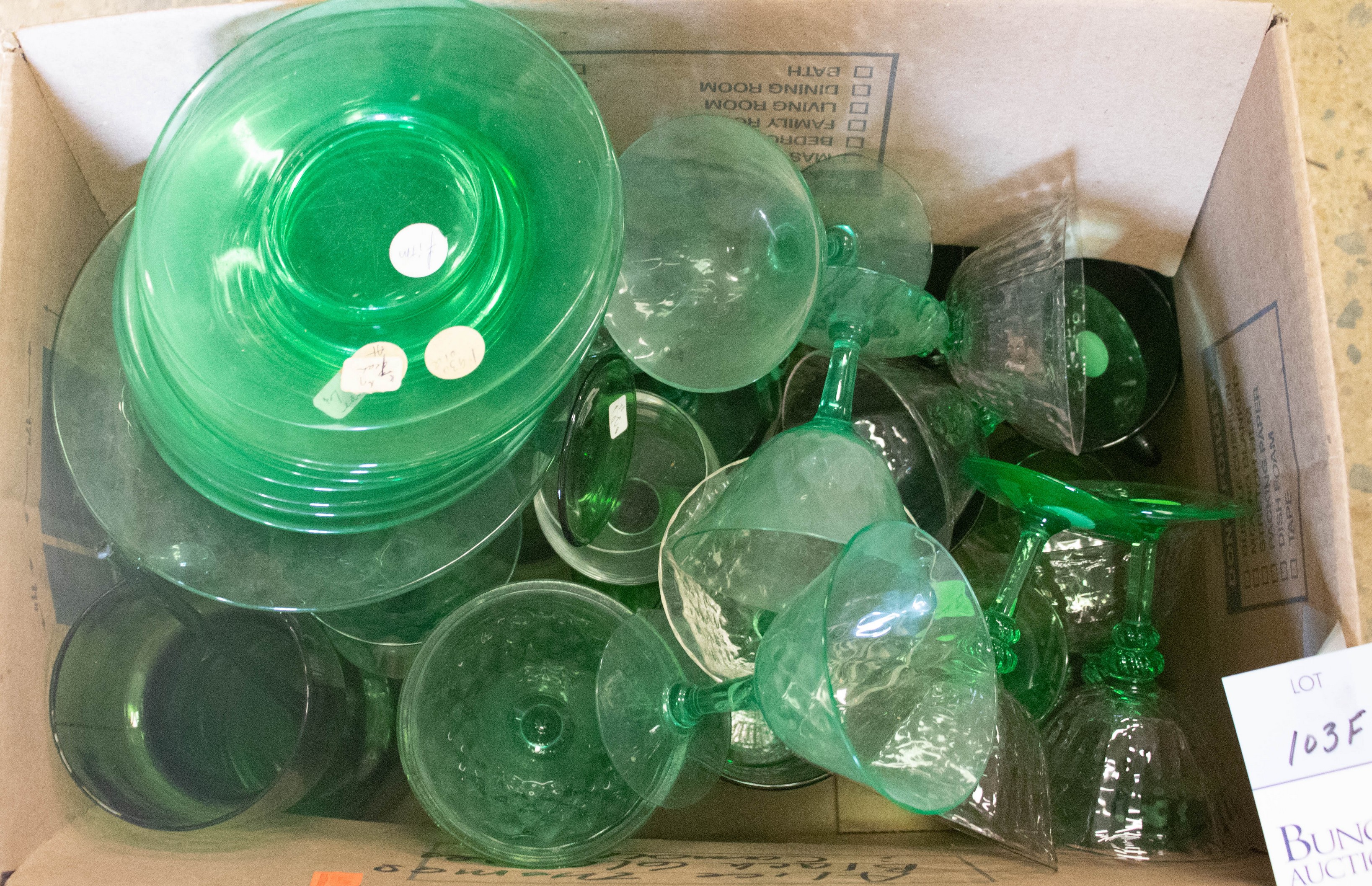 (40) Pcs green glassware, including