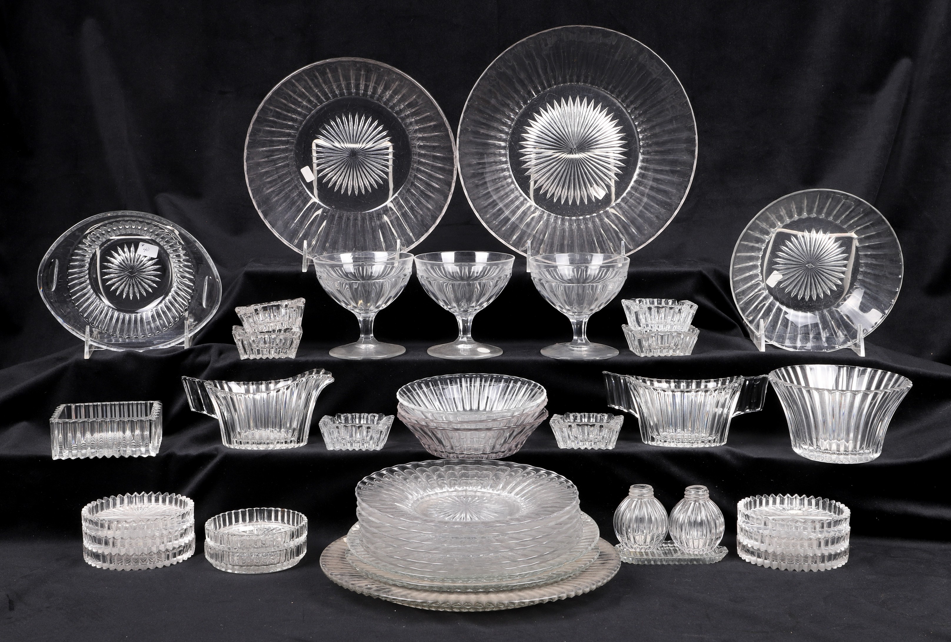 (40) Pcs Heisey fluted glassware,