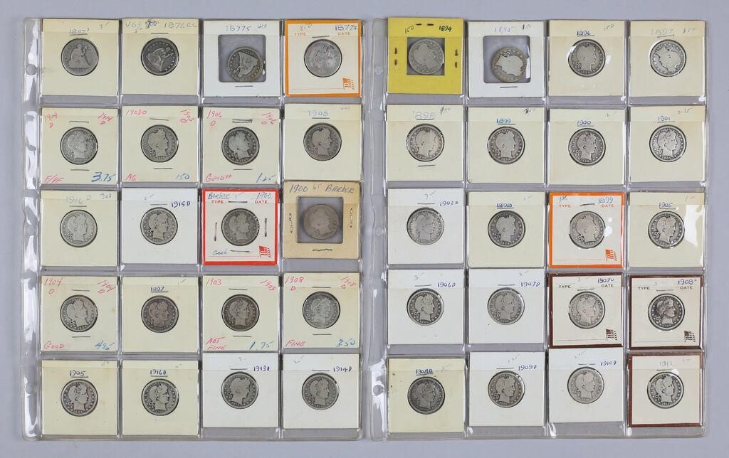 40 QUARTERS 4 SEATED LIBERTY AND 36