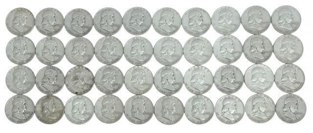(40) U.S. FRANKLIN HALF DOLLARS,