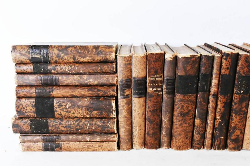 41 ANTIQUE ITALIAN LEATHER BOUND