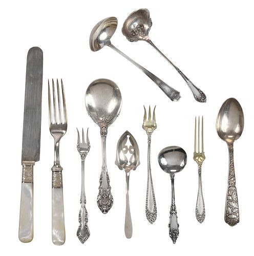 42 PIECES ASSORTED SILVER