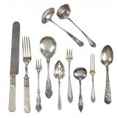 42 PIECES ASSORTED SILVER FLAT