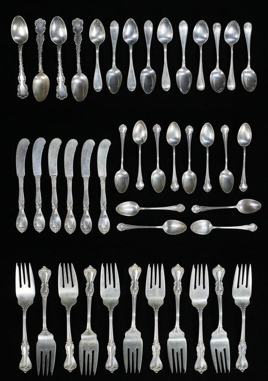 43 PIECES STERLING FLATWARE REED