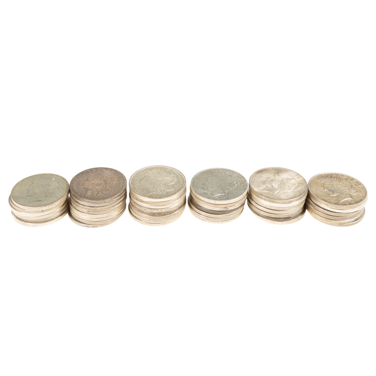 43 SILVER DOLLARS, 39 PEACE &