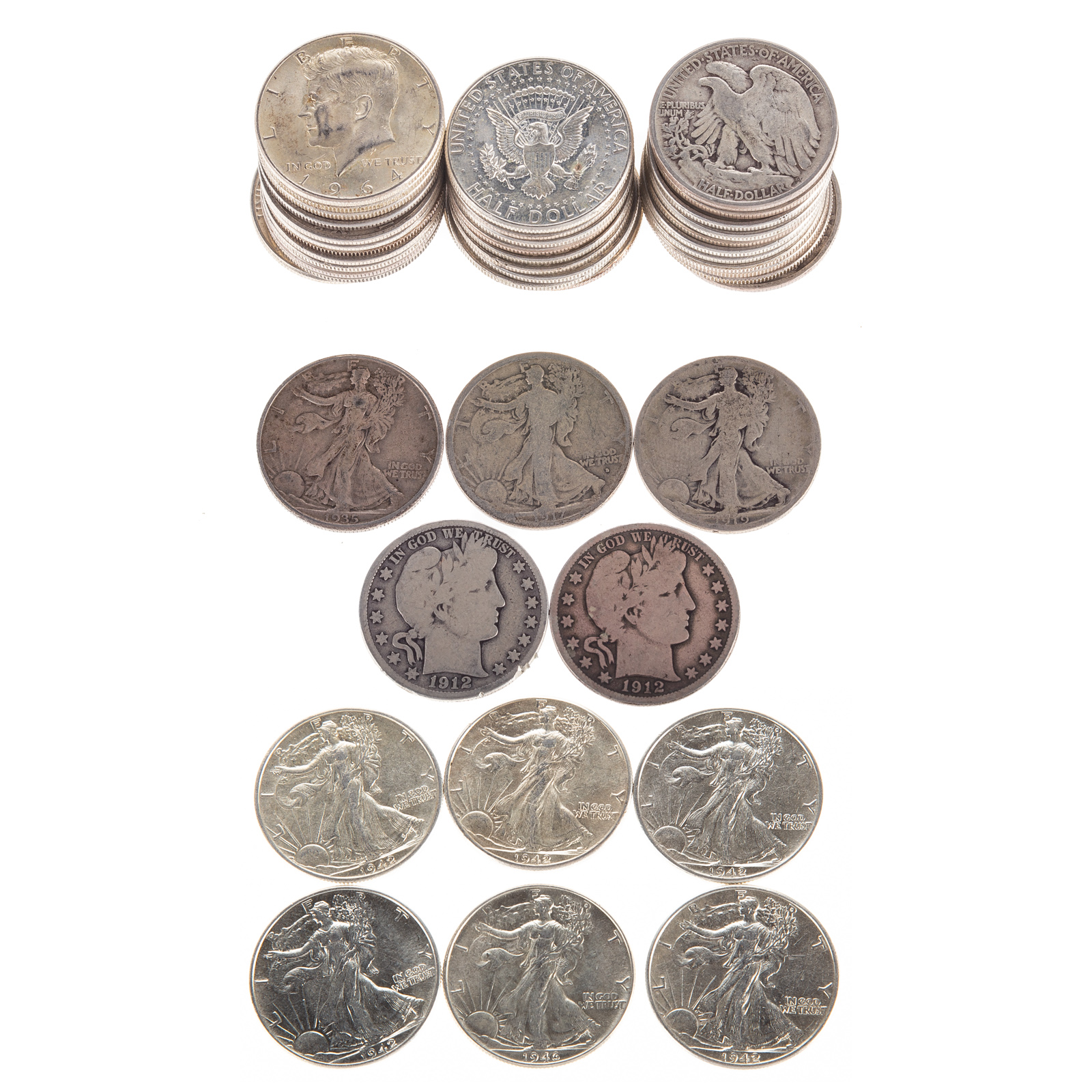 44 SILVER HALF DOLLARS Nice mix