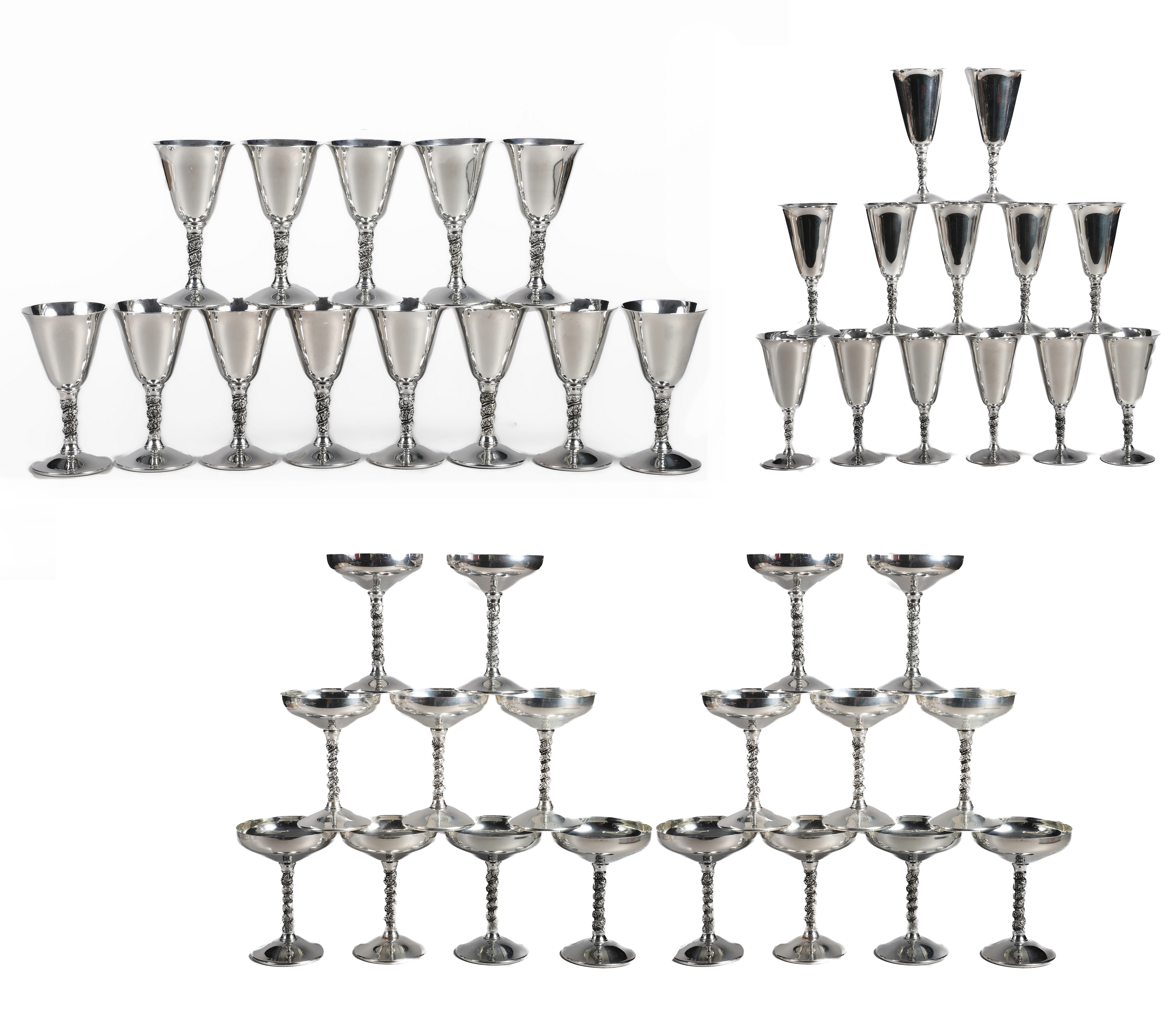 (44) Silverplate twist stem goblets