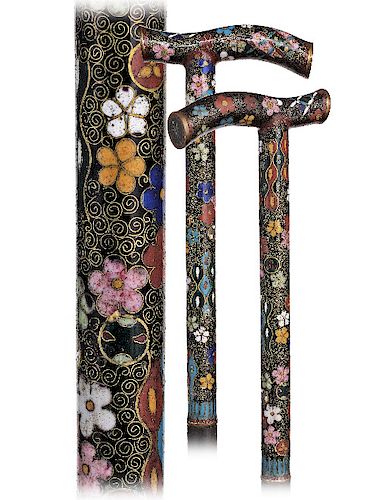 45. CLOISONNé ENAMEL CANE -CA. 1890