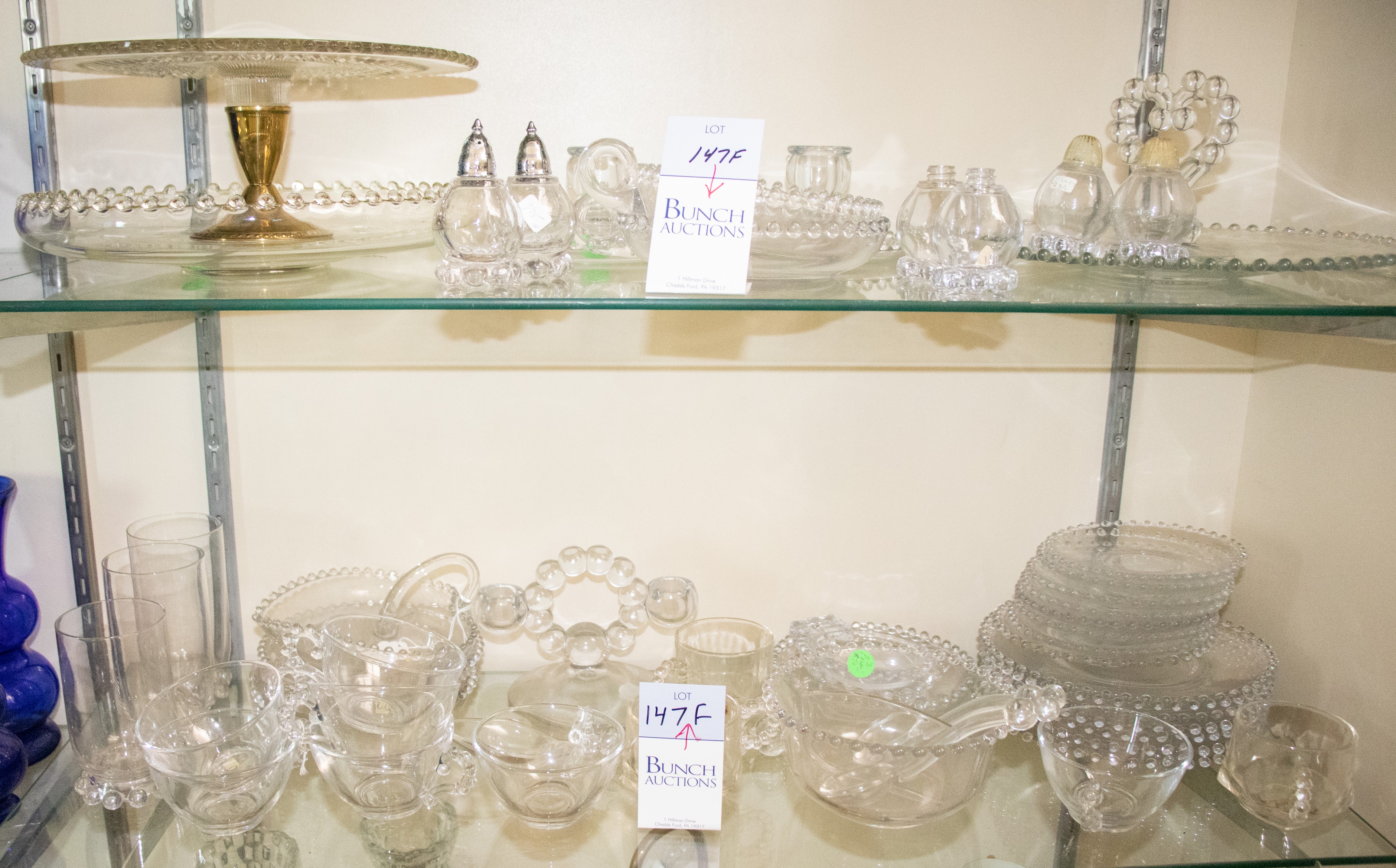(45+) Pcs Candlewick glassware, c/o