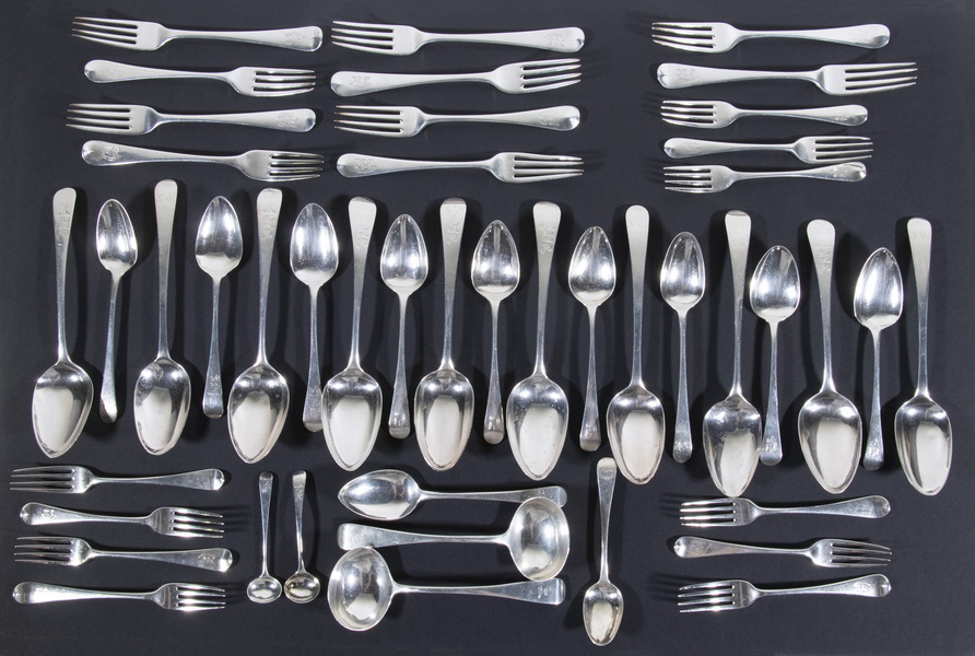 (45 PCS) ENGLISH SILVER FLATWARE