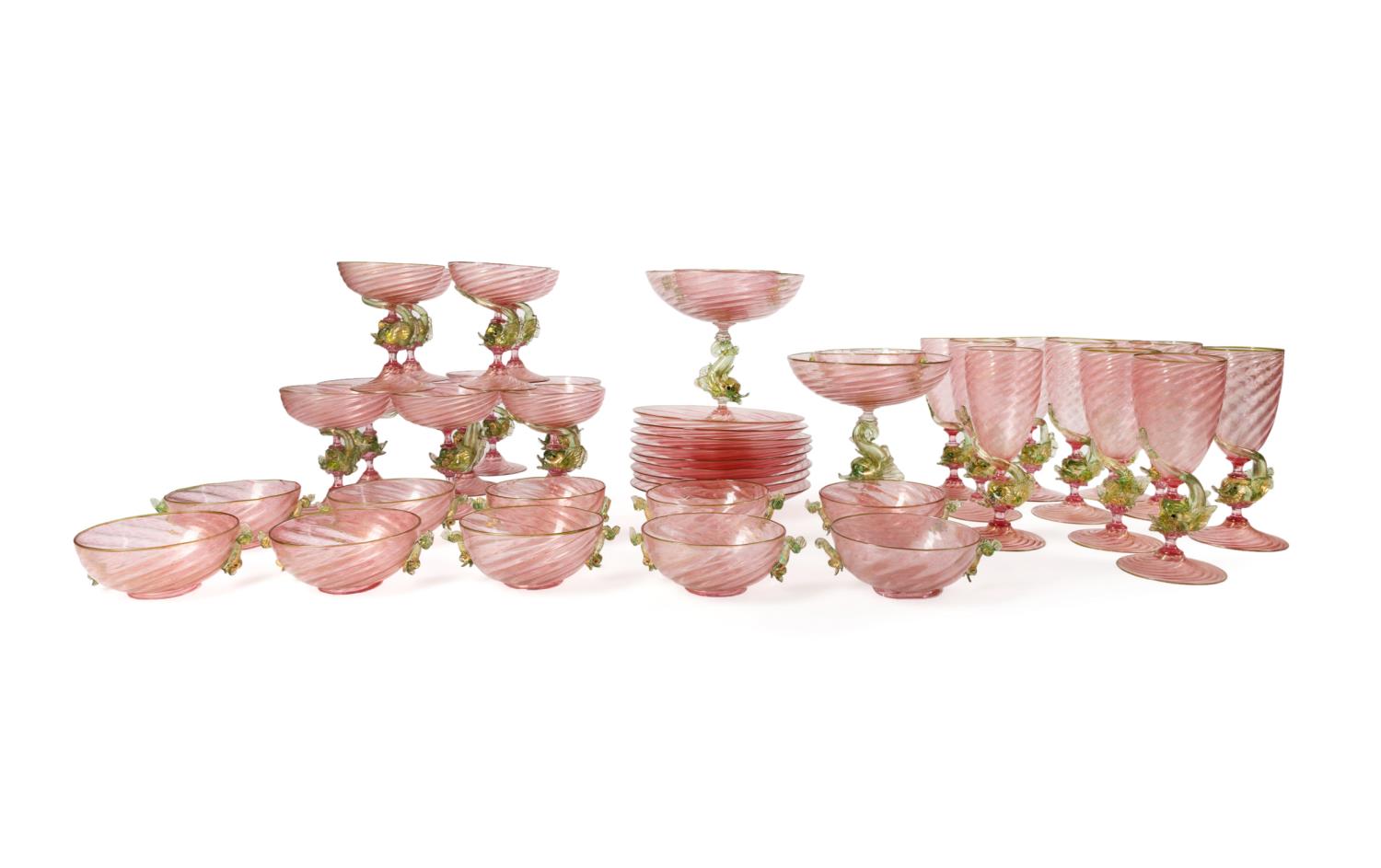 45PCS PINK & GREEN VENETIAN
