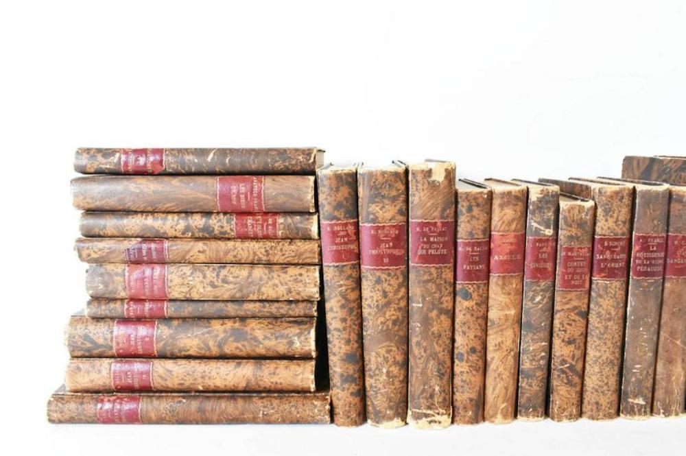 46 ANTIQUE FRENCH LEATHER BOUND