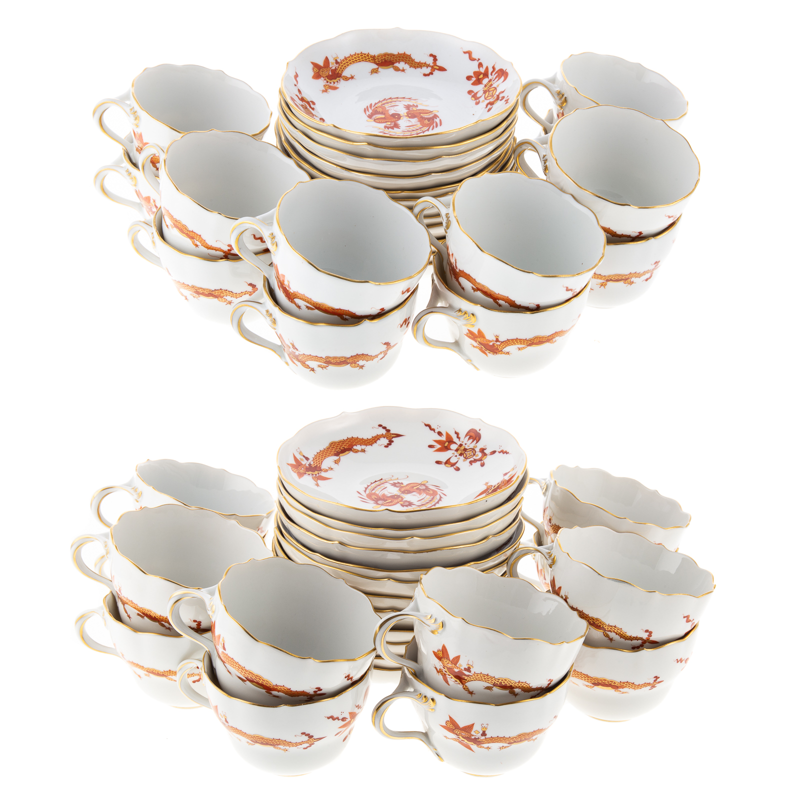 48 MEISSEN PORCELAIN CUPS & SAUCERS